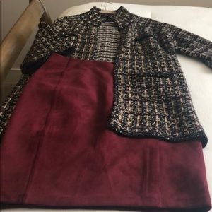 Lambs wool jacket/suede skirt